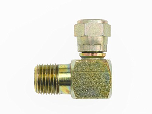 Image of Brennan Industries 6501-12-12-FG Forged Steel 90 Degree Elbow Tube Fitting, 3 /4 inch-14 NPTF x 1-1 /16 inch-12 SAE Thread, 3 /4 inch Male NPTF x 3 /4 inch Female JIC Swivel