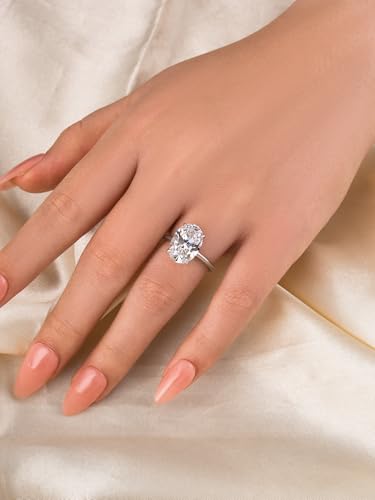 5CT Elongated Oval Cut Solitaire Engagement Ring for Women, Elegant 925 Sterling Silver Simulated Diamond Promise Ring3