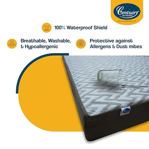 Image of Centuary Mattresses Matt Guard Mattress Protector - 100% Waterproof Shield, Breathable, Washable, Hypoallergenic - Protects Against Bacteria - Stylish, Quilted Comfort, Super Soft Feel (Grey, 72x72)