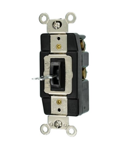 Interruptor silencioso AC Leviton 1257-L negro monopolar de 20 amperios y 120/277v para pared