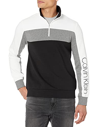 Calvin Klein Men's Classic Quarter Zip Sweater, Brilliant White, Medium