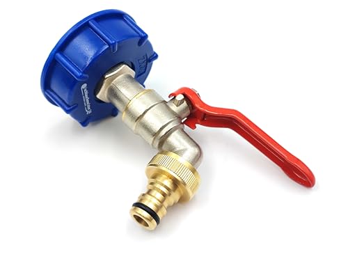 IBC Auslaufhahn | Kugelauslaufhahn 3/4 | lange Version | für IBC Tank 600/1000L | Grobgewinde S60x6 | matt verchromt | Steckverbindung | Profiqualität