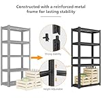 72" Storage Shelving Unit, Heavy Duty 5-Tier Adjustable Metal Rack, Standing Utility Shelves for Garage, Basement, Pantry, Kitchen, Warehouse, 3000 lbs Capacity, 72" H x 35" W x 16" D, Black - Image 5