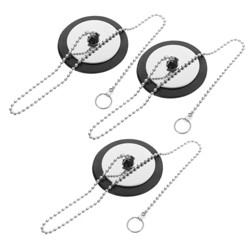 CAXUSD 3 Piezas tapón de la Piscina tapón de bañera tapón de desagüe tapón de baño Soporte de Tubo Fijo Soporte de Espuma tapón de la bañera Tapones para bañera Acero Inoxidable Black