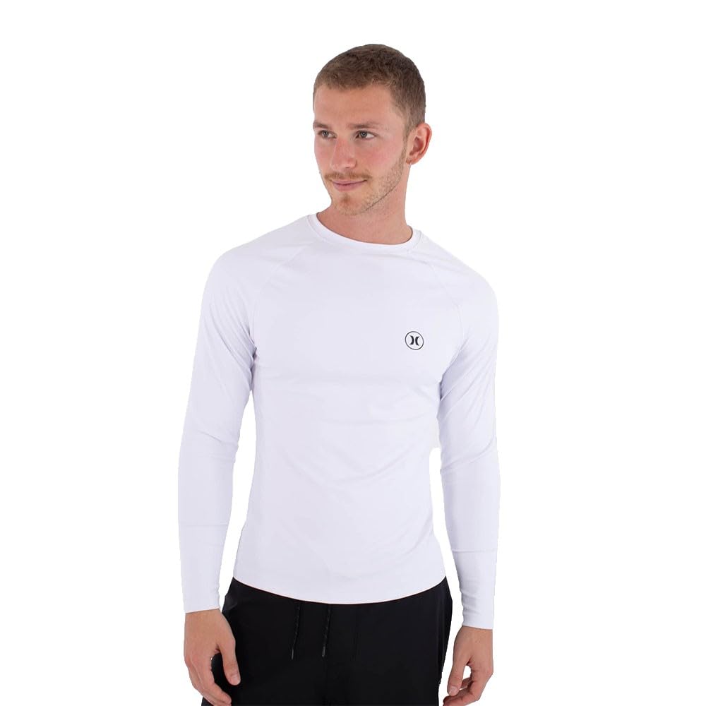 Hurley Mens Long-Sleeved Surf Lycra Icon Circle T-Shirt, White, M EU