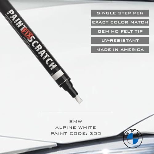 Image of Paint Scratch Fix Exact BMW Touch Up Paint Alpine White 300, Car Paint Pen, Auto Marker For Scratches, Fixed Keyed Car And Stone Chips, Manufacturer Exact Color Code Match (BMW - Alpine White - 300)
