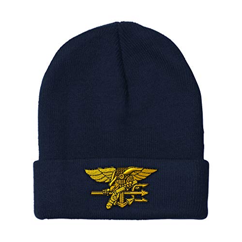 Custom Beanie for Men & Women U.S. Navy Seal Embroidery Acrylic Skull Cap Hat Navy Design Only