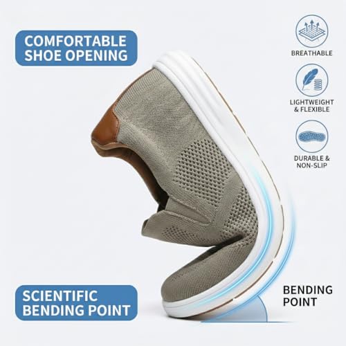 Image of konhill Mens Slip On Loafers Sneakers - Casual Knit Walking Shoes for Men, Lightweight Breathable Memory Foam Boat Shoes, Comfortable Slip-On Driving Loafers for Work Travel Beach