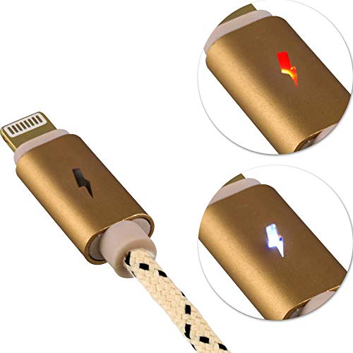 Cabo Usb Dados Lightning Ios Iphone Ipad Smartphones Tablets 1.7a 1,8 Metro com Led Bege
