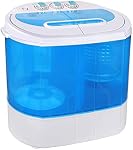 11lbsPortable Washing Machine Twin Tub - RUN.SE Mini Compact Twin Tub Laundry Machine, Built-in Gravity Drain Time Control for Dorms, Apartments, RVs