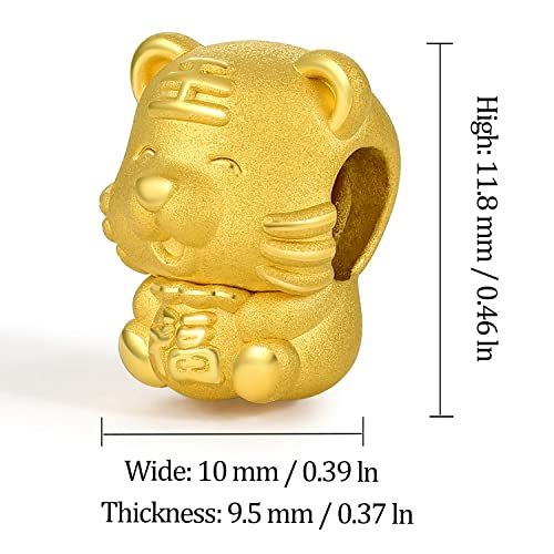 24K Solid Gold Bracelet, Real Pure Gold Jewelry Charm Bracelet Dainty Lucky Chinese Zodiac Tiger Chain for Women Men Girlfriend3