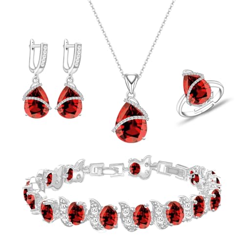 LMXXVJ Red Garnet Wedding Jewelry Sets...