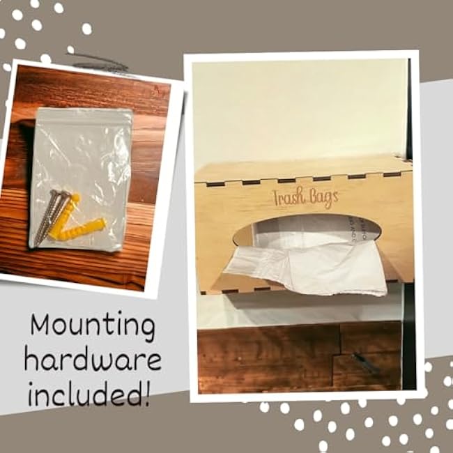 Bamboo Trash Bag Dispenser for Kitchen Storage and Organization, Decorative Trash Bag Holder and Organizer