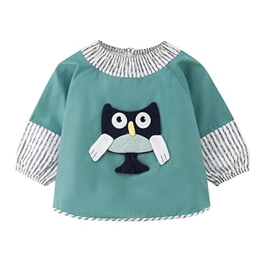Happy Cherry - Baberos Impermeables de Bebé con Mangas Largas para Pintar Comer Ropa Delantal de Algodón Infantil para Niños Niñas Dibujos Animados - Talla 80