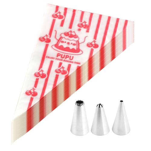 Kit sac à poche e beccucci – 50 sacchetti con 3 punte, robusto set di tubazioni per glassare torte, biscotti, tazze e pasticcini a casa