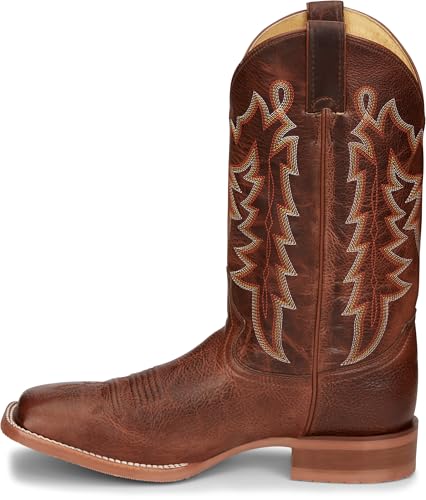 Justin Carsen 12" Square Toe Western Boot for Men - Hand-Distressed Leather, Bold Stitching, Orthotic Comfort, Rubber Outsole2