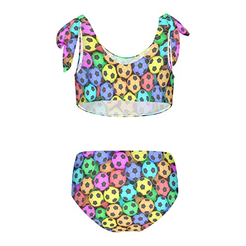 Image of Horse Pattern On Blue Girls Bikini Sets 2 Piece Swimsuits Bathing Suit Swimwear