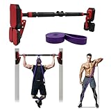 KAIDIDA Barra per trazioni da porta: 75 – 95 cm, regolabile, resistente, con installazione senza viti, capacità di carico 200 kg e fascia di resistenza per casa, palestra e fitness