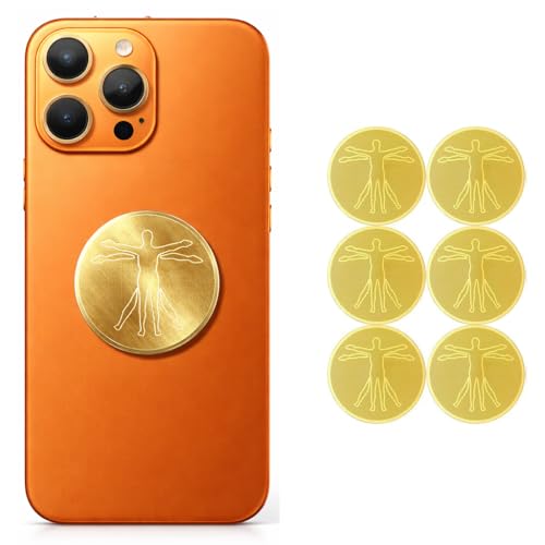 Image of Mizi (6-Pack) Metal Device Stickers for Mobile Phones, Laptops & Tablets | Ultra-Thin Adhesive Metallic Patches for Electronic Devices | Universal Compatibility | Gold