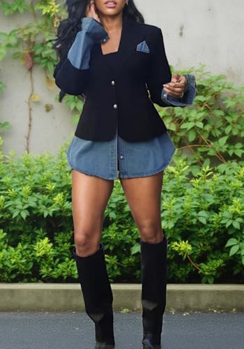 LKOUS Women's Casual Blazers Long Sleeve Open Front Slim Fit Work Office Suit Jackets with Pockets4