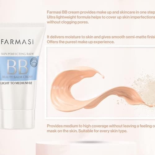 FARMASi BB Cream Beauty Balm, Tinted Moisturizer with SPF 15, Lightweight Matte Finish, Buildable Coverage Face Makeup, 1.7 fl oz, 02 Light to Medium - Image 7