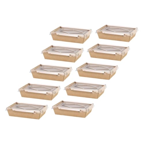 BRIGHTFUFU 10pcs Burger Packing Boxes 2-compartment Takeaway Boxes Disposable Food Cases Storage for Outdoor Events