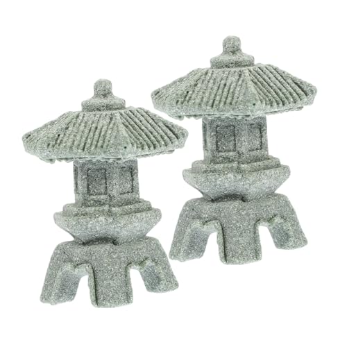 Angoily Estatua de Pagoda Mini de Piedra Modelo Diminuto para Decoración de Jardín Japonés Set de 2 Piezas para Micro Paisajes Bonsáis Acuarios y Patios Exteriores
