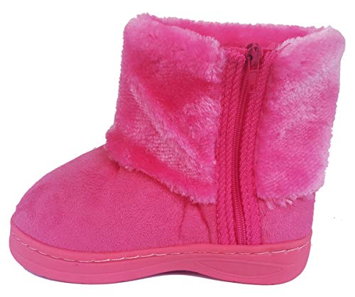 Comfncy Elegant Infant Toddler Faux Suede Girl's Pink Flat Boots With Bow, Zipper Closure 8, M Us Toddler #TOP2