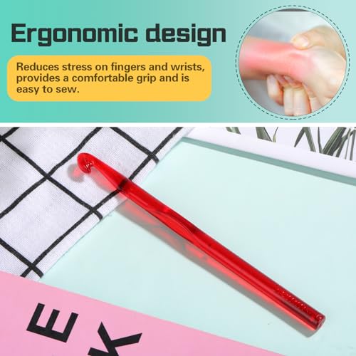 Image of QMNNMA 8 mm Crochet Hook, Large Crochet Hooks, Ergonomic Crochet Hooks | Crochet Hooks for Arthritic Hands, Crochet Needles for Yarn, Ergonomic Knitting Needles for Beginners and Crocheting Yarn