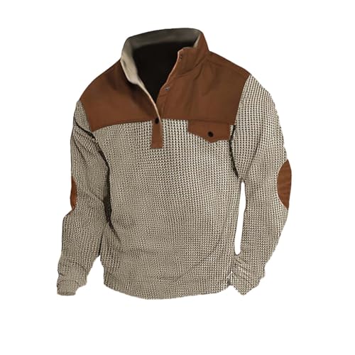 Sweat léger pour homme avec col boutonné originale maille maïs et design patchwork tendance m
