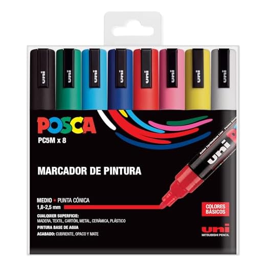 UNI Posca Set PC 5M Basic - Pack 8 rotuladores