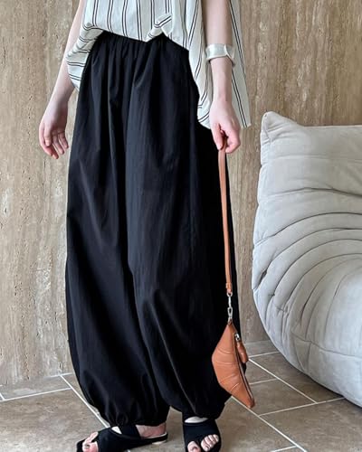 Women Japanese Style Lantern Pants Oversized Palazzo Wide Leg Baggy Pants Summer Vacation Casual Loose Trousers3