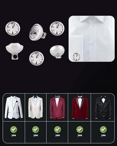 Image of Pack of 12 Crystal Kurta Buttons Diameter 20 L,Sewing Shank Buttons Craft Crystal Clear Acrylic Rhinestone Silver Back