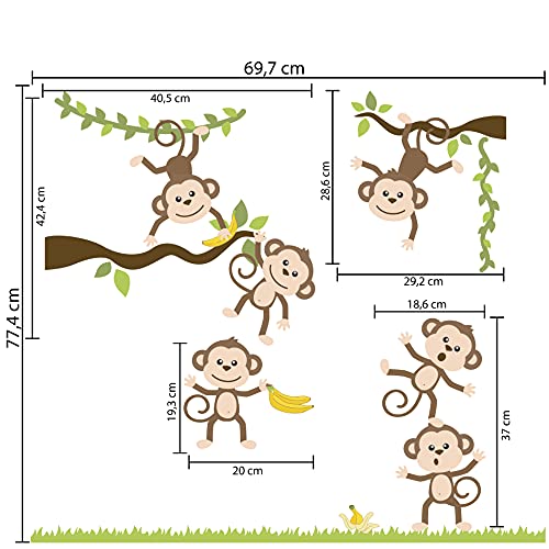 Adesivo de Parede Quarto Infantil Macacos Amigos