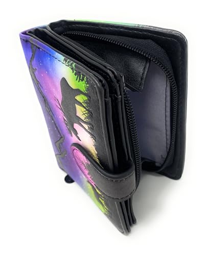Shag Wear Moose Scene Aurora Borealis Small Animal Wallet for Women and Teen Girls Vegan Faux Leather 4.5"3