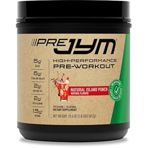 JYM Supplement Science Pre JYM Pre Workout Powder – BCAAs, Creatine HCI, Citrulline Malate, Beta-Alanine, Betaine, and More Naturally Flavored Island Punch Flavor, 30 Servings