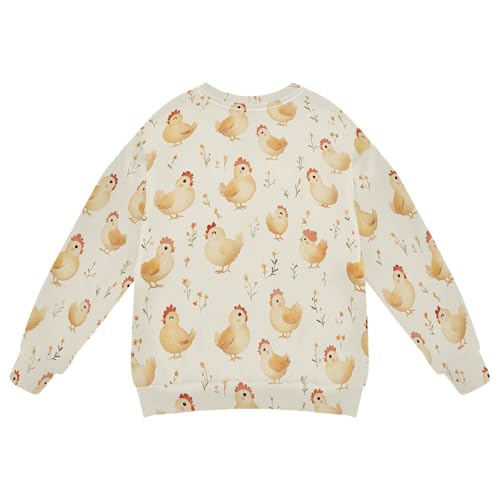 JUNZAN Cartoon Cute Chicken Beige Kids Boys Sweatshirts Hoodies Fleece Sweatshirts for Boys Sports 4T2