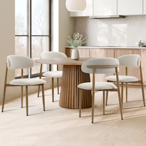UVV Dining Chairs Set of 4, Metal Kitchen Chairs with Modern Fabr...