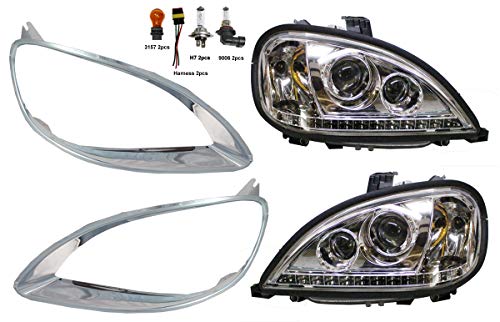 Headlight with LED and Bezels Driver & Passenger Side (Fit: Freightliner Columbia)