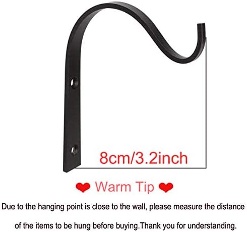 QISF 4Pcs Hanging Basket Bracket Wrought Iron Wall Hooks Hanging Basket Hooks Plant Hanger for Planter Lantern Basket