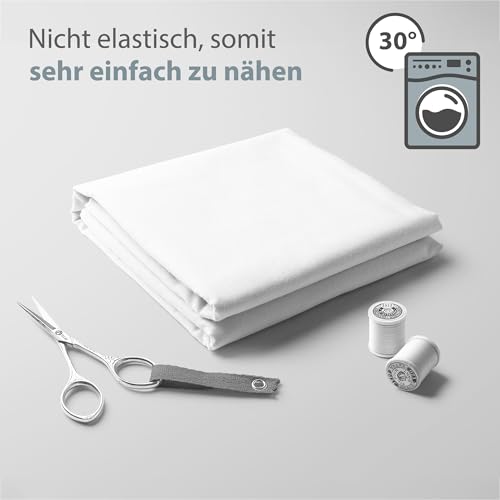 Stoff Meterware Baumwollstoff 0.5 M x 160 cm - Stoffe zum nähen aus reine baumwolle fabric futterstoff dekostoff für patchwork canvas und sewing nähstoff Oeko-Tex 3. Weiß