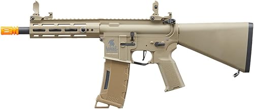 Lancer Tactical Gen 3 Hellion 7" MLOCK Airsoft AEG Rifle con stock fijo (color bronceado)