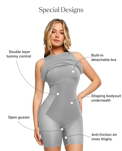 Image of Popilush Built-in Bra Shapewear Maxi Dresses for Women Sleeveless