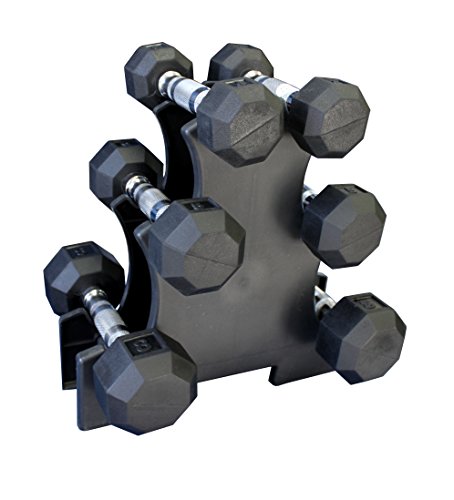 Ader Rubber Dumbbells 5, 8,12lb Set (50lb) w/Rack