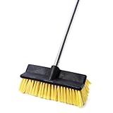 Yocada Deck Brush with 4-Section Extendable Handle Floor Scrub Brush Soft &Medium Bristles Non-Slip Grip for Outdoor Deck Patio Bathroom Garage Concrete Cleaning 53.89 Inch
