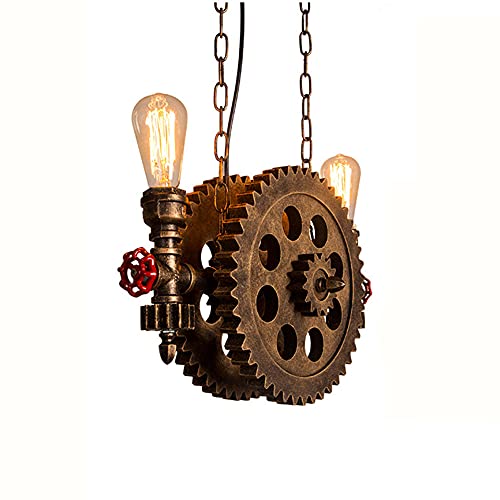 Lustre plafonnier industriel américain rétro gear en fer noir pour couloir