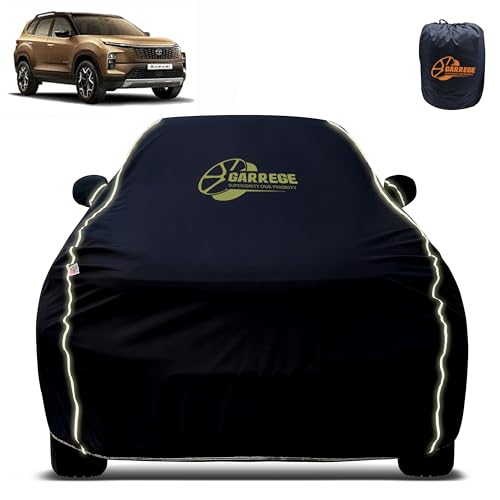 Image of Reflector Waterproof Car Cover for Tata Safari with Mirror & Antenna Pocket | All Weather Protection | Washable Fabric | Black Color
