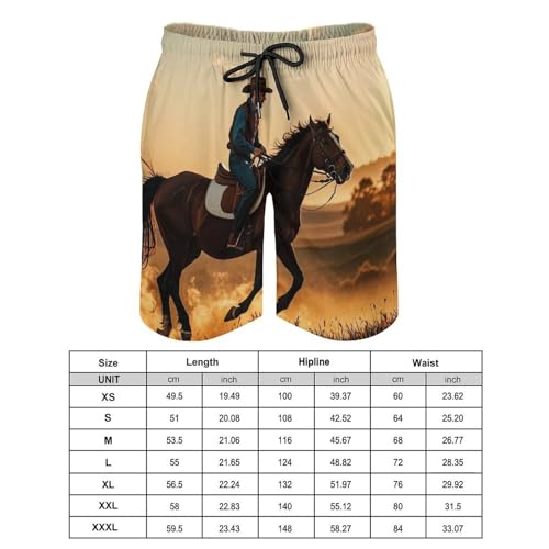 Mens Shorts Cowboys Riding Horses Men Swim Trunks Quick-Dry Beach Shorts with Drawstring Pocket Bathing Suit2