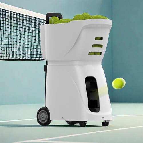 Automatic Tennis Ball Machine, Portable Remote-Controlled Launcher for Beginners & Intermediates, Holds Up to 100 Balls, Perfect Practice Aid, Black