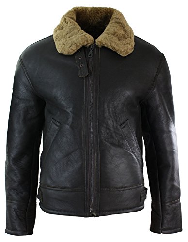 UCF Herren Lederjacke 100% Echtleder Schaffell Reißverschluss Piloten Stil Schafsleder Jacke